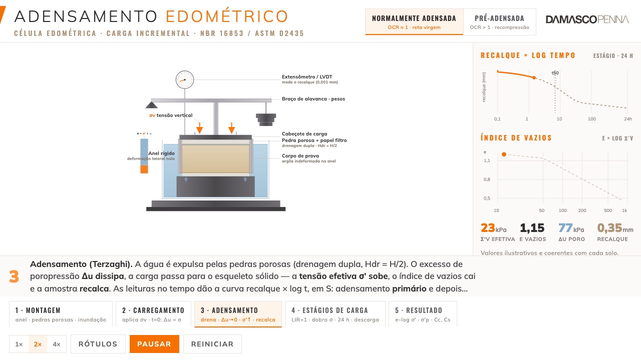 Animación del ensayo de consolidación edométrico