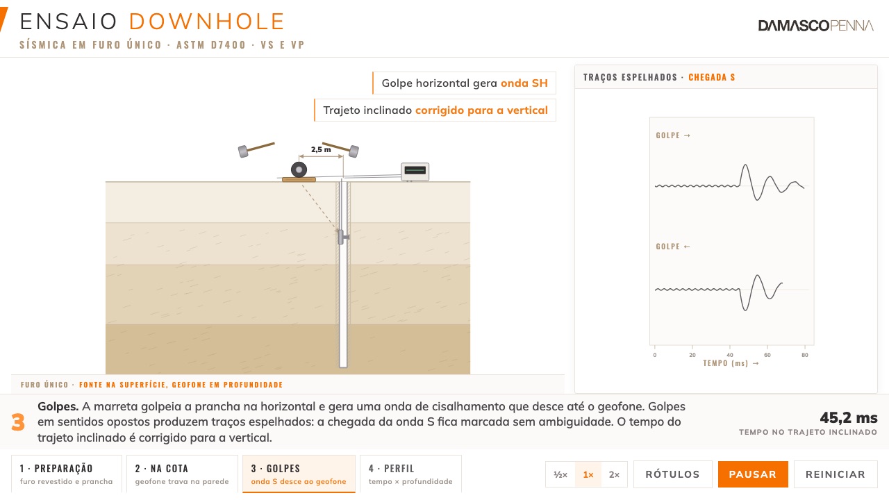 Ensaio Downhole: Vs em furo único · Damasco Penna